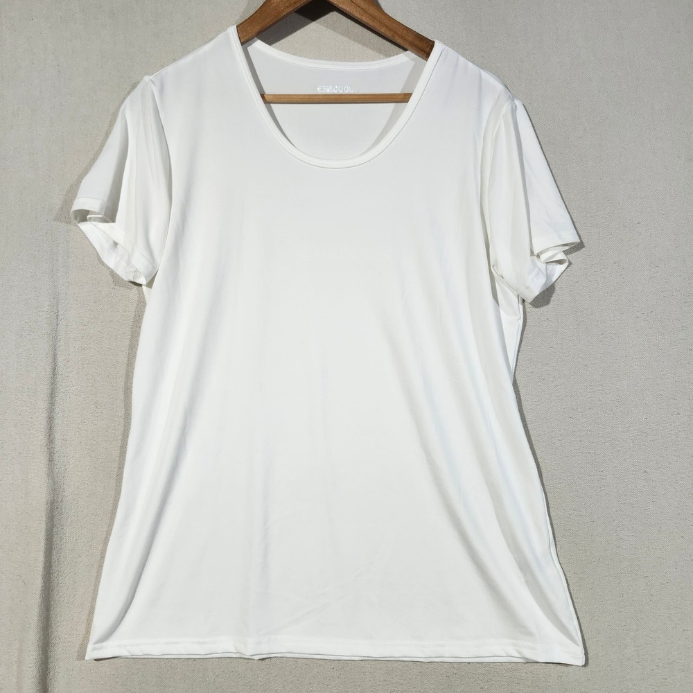 32 Degrees Cool Womens XL White Scoop Neck Short Sleeve Activewear T-Shirt